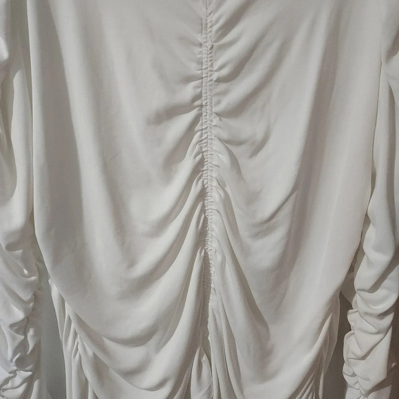Nine West White Ruched V-Neck Long Sleeve Top in Size XL - Picture 10 of 12